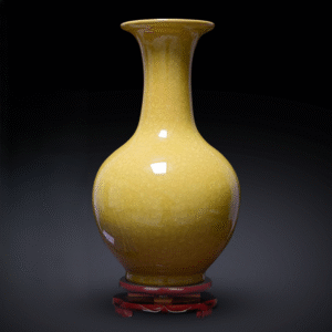 Handcrafted Jingdezhen Yellow Ice Cracked Glaze Vase – Chinese Ceramic Art for Elegant Home Decor