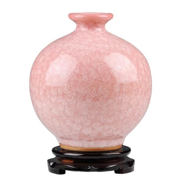 Handcrafted Jingdezhen Pink Cracked Glaze Ornamental Vase – Chinese Ceramic Art for Elegant Home Decor - Image 3