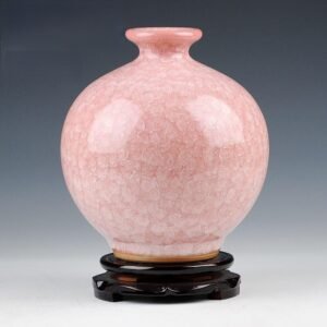 Handcrafted Jingdezhen Pink Cracked Glaze Ornamental Vase – Chinese Ceramic Art for Elegant Home Decor
