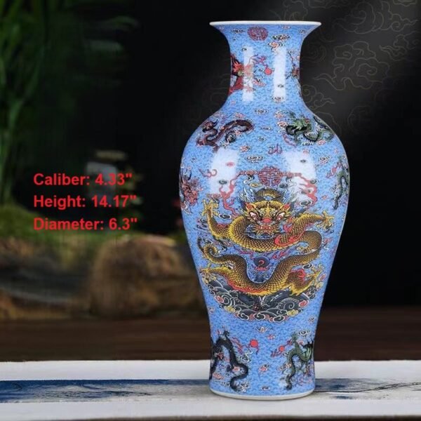 Handmade Jingdezhen luminous frosted yellow dragon patterned vase - Image 2