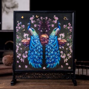Hand-Painted Chinese Famille Rose Porcelain Plaque – Jingdezhen Ceramic Wall Art for Living Room Decor